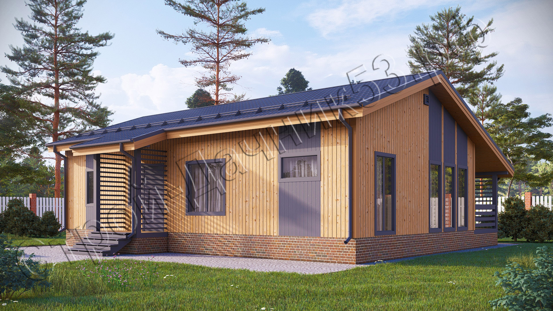 Проект каркасно-щитового дома Д–47